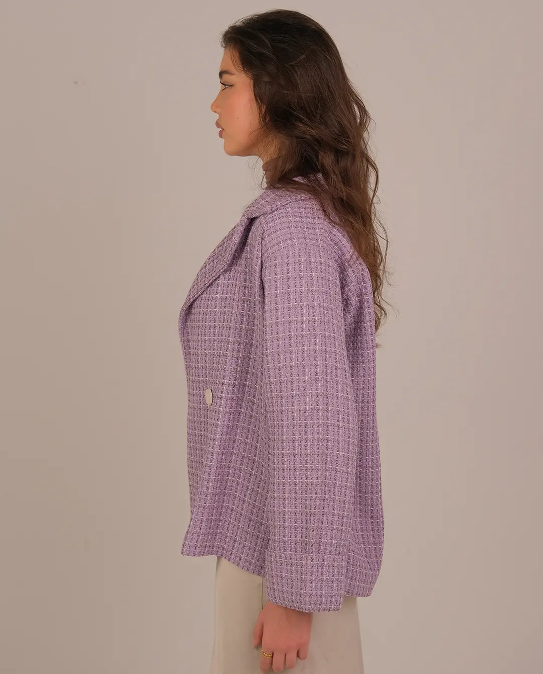 Textured Double-Button Jacket - lavender