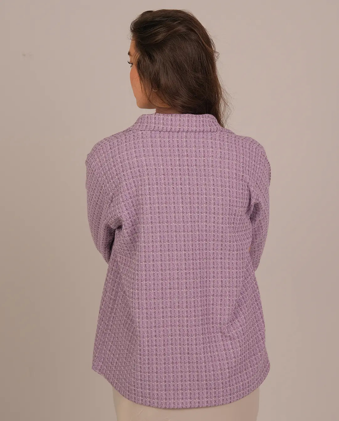 Textured Double-Button Jacket - lavender