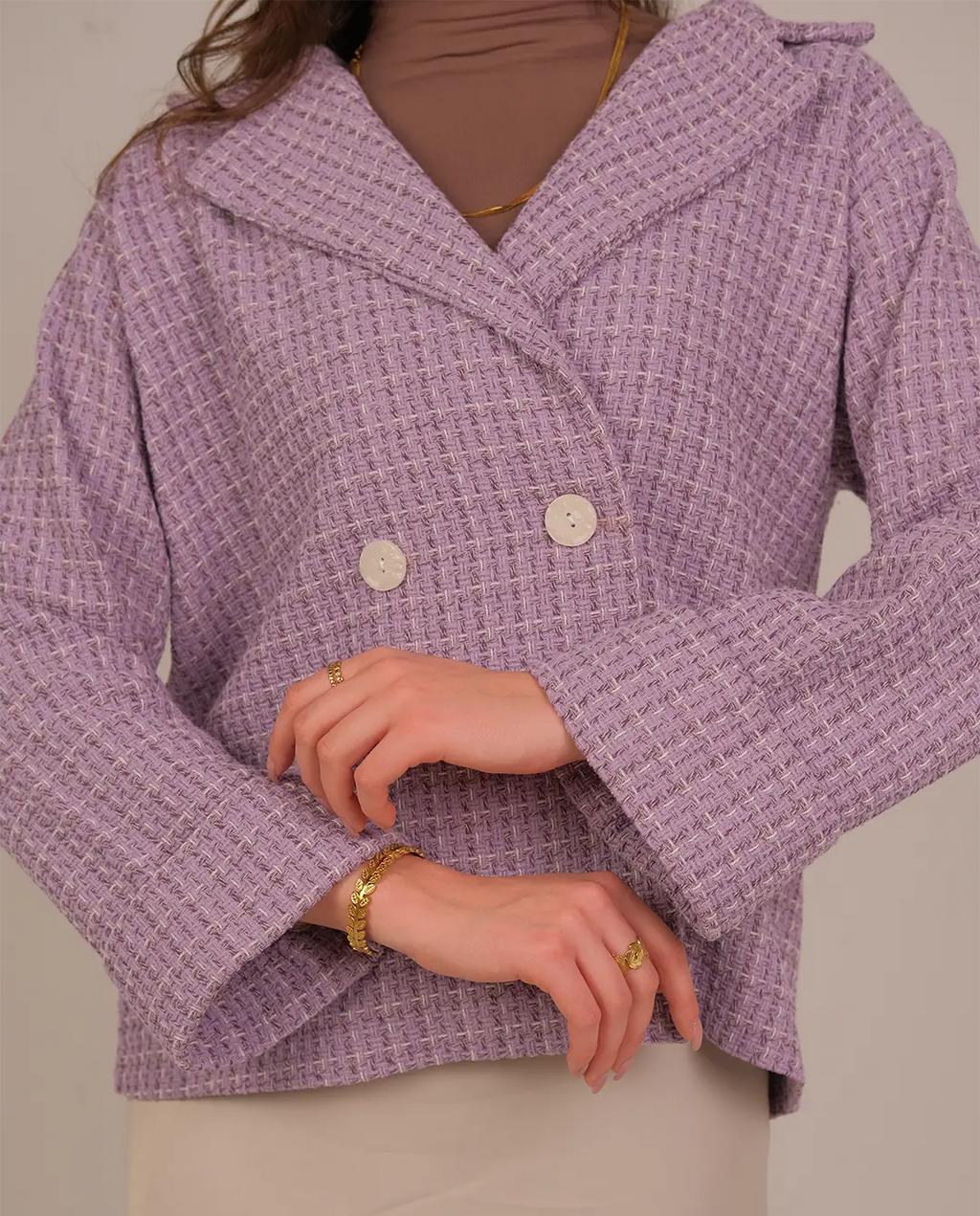 Textured Double-Button Jacket - lavender