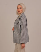 Textured Double-Button Jacket -Blue