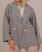Textured Double-Button Jacket -Blue