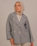 Textured Double-Button Jacket -Blue