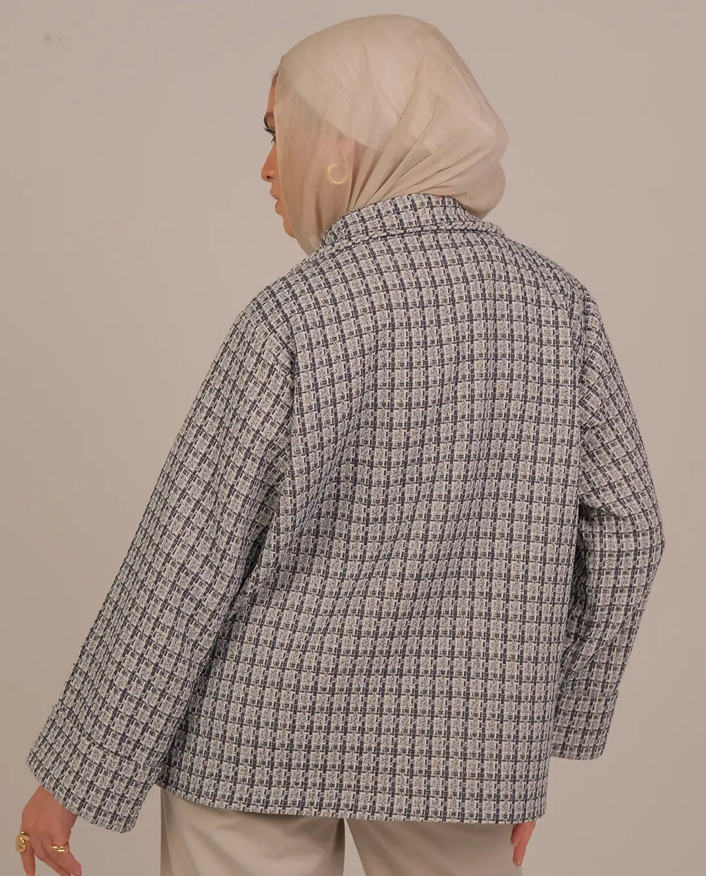Textured Double-Button Jacket -Blue