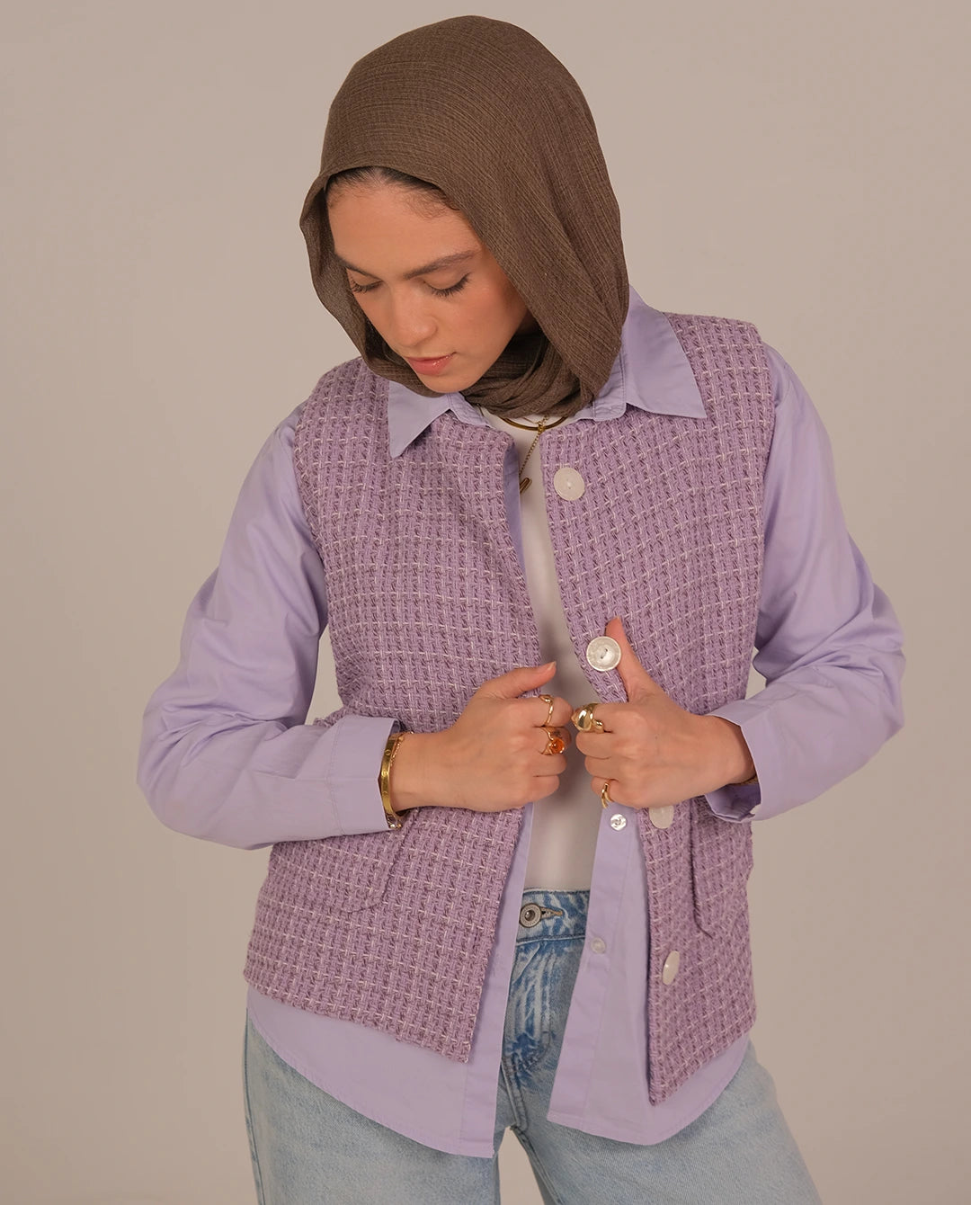 Textured waistcoat - lavender