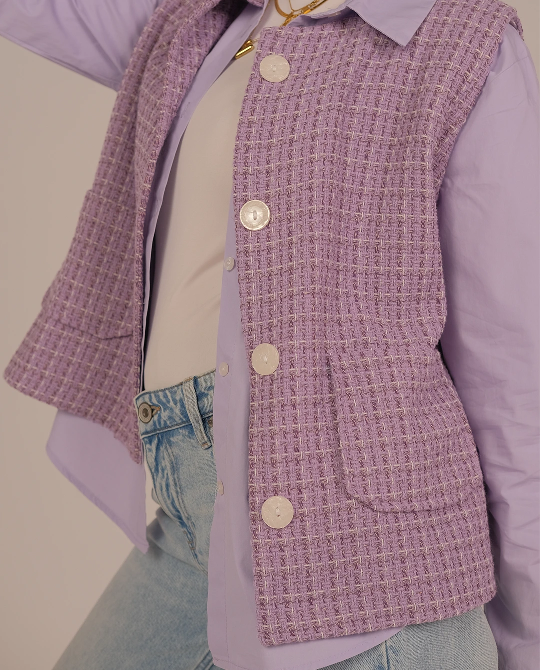 Textured waistcoat - lavender