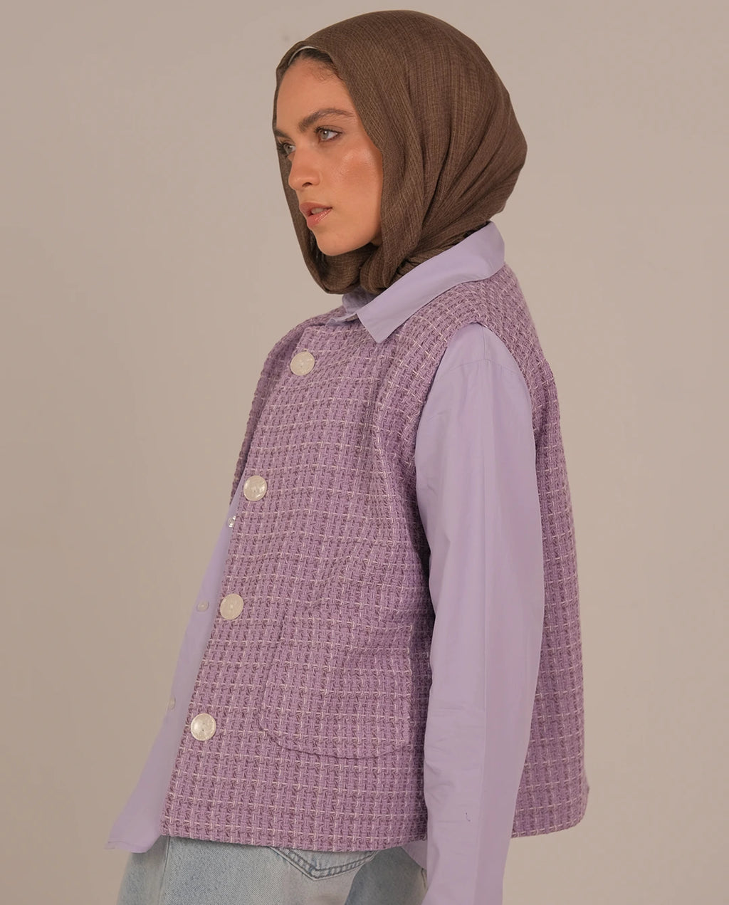 Textured waistcoat - lavender