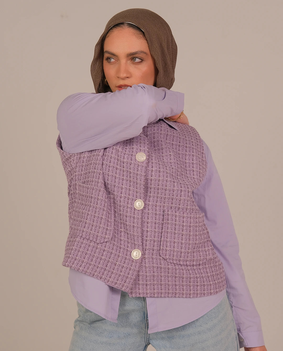 Textured waistcoat - lavender