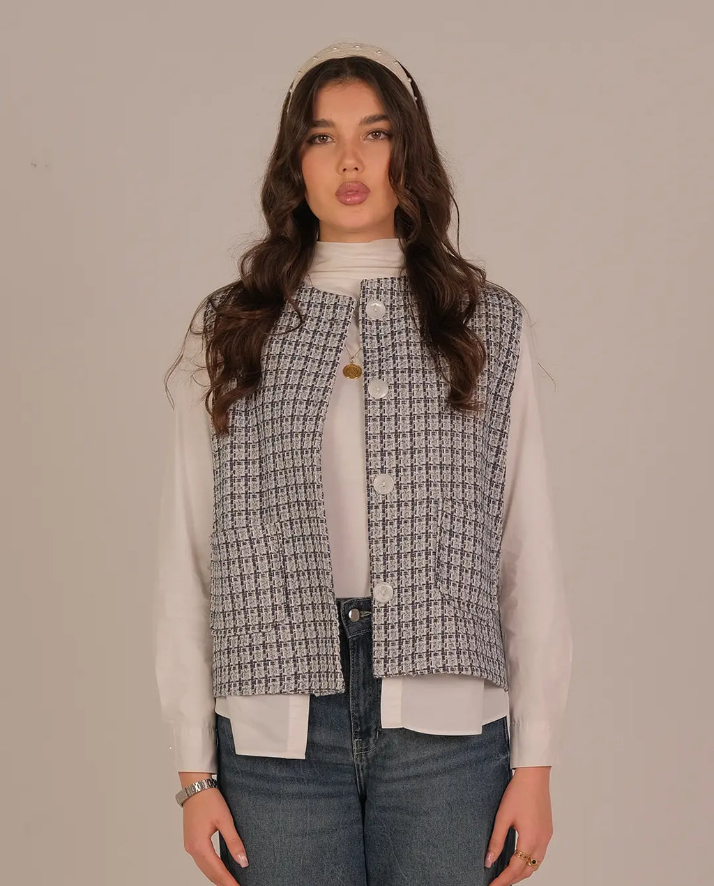 Textured waistcoat - Blue