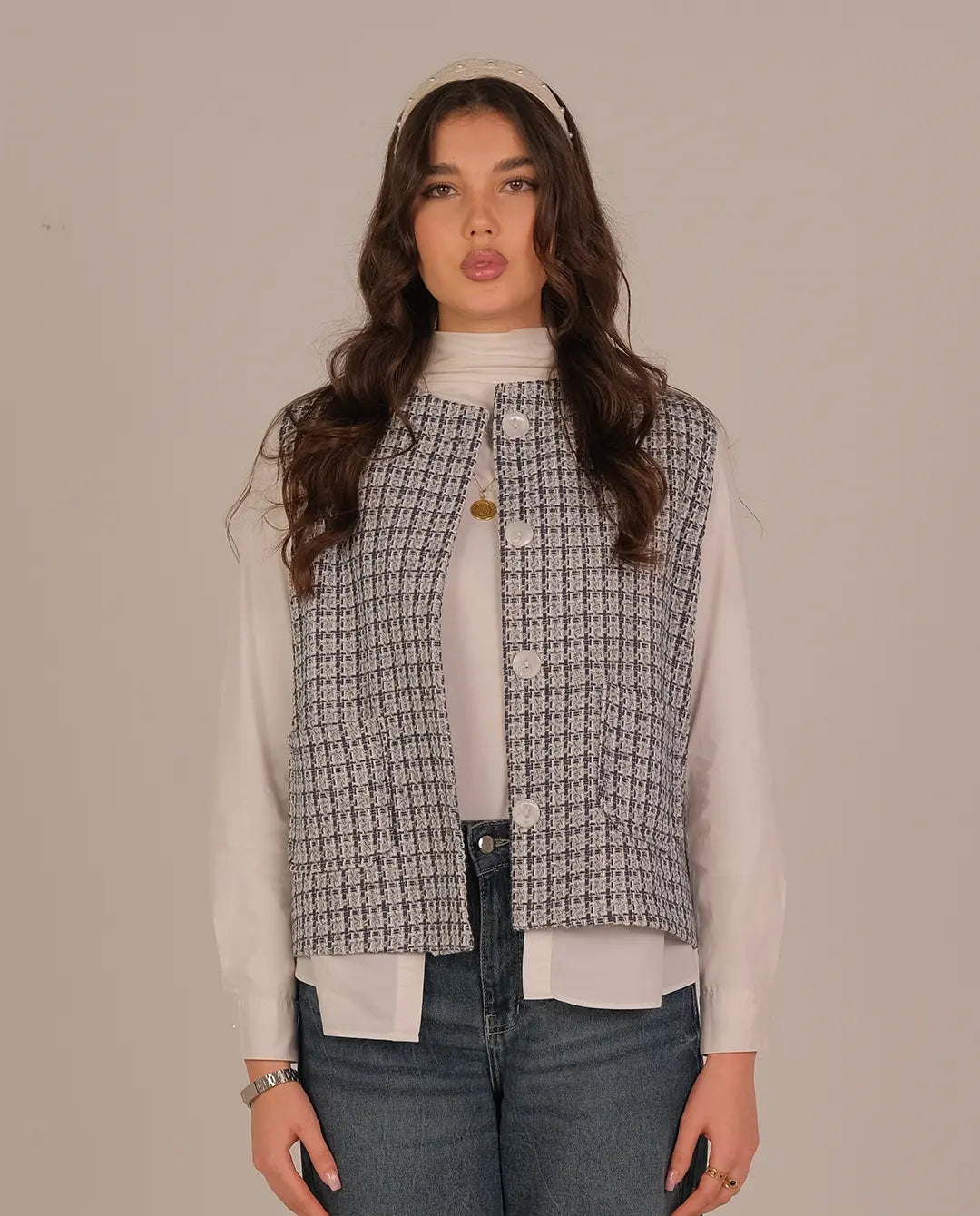 Textured waistcoat - Blue