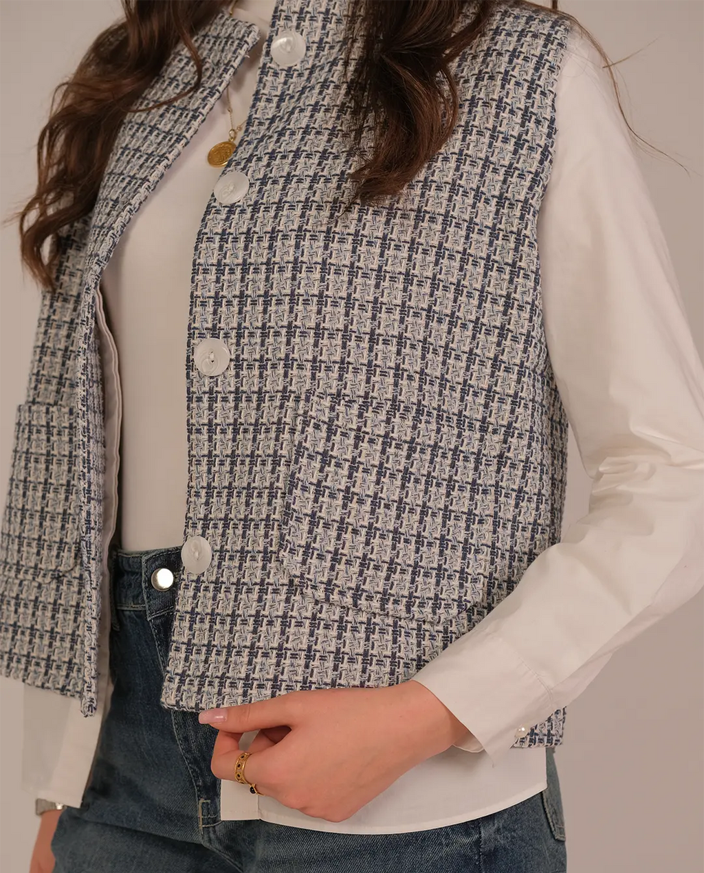 Textured waistcoat - Blue