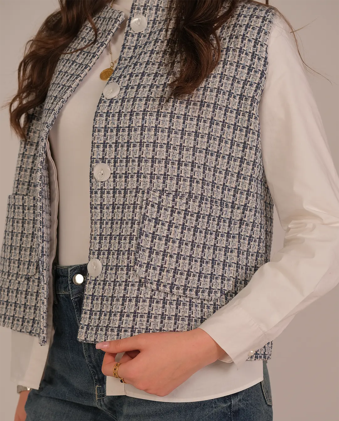 Textured waistcoat - Blue