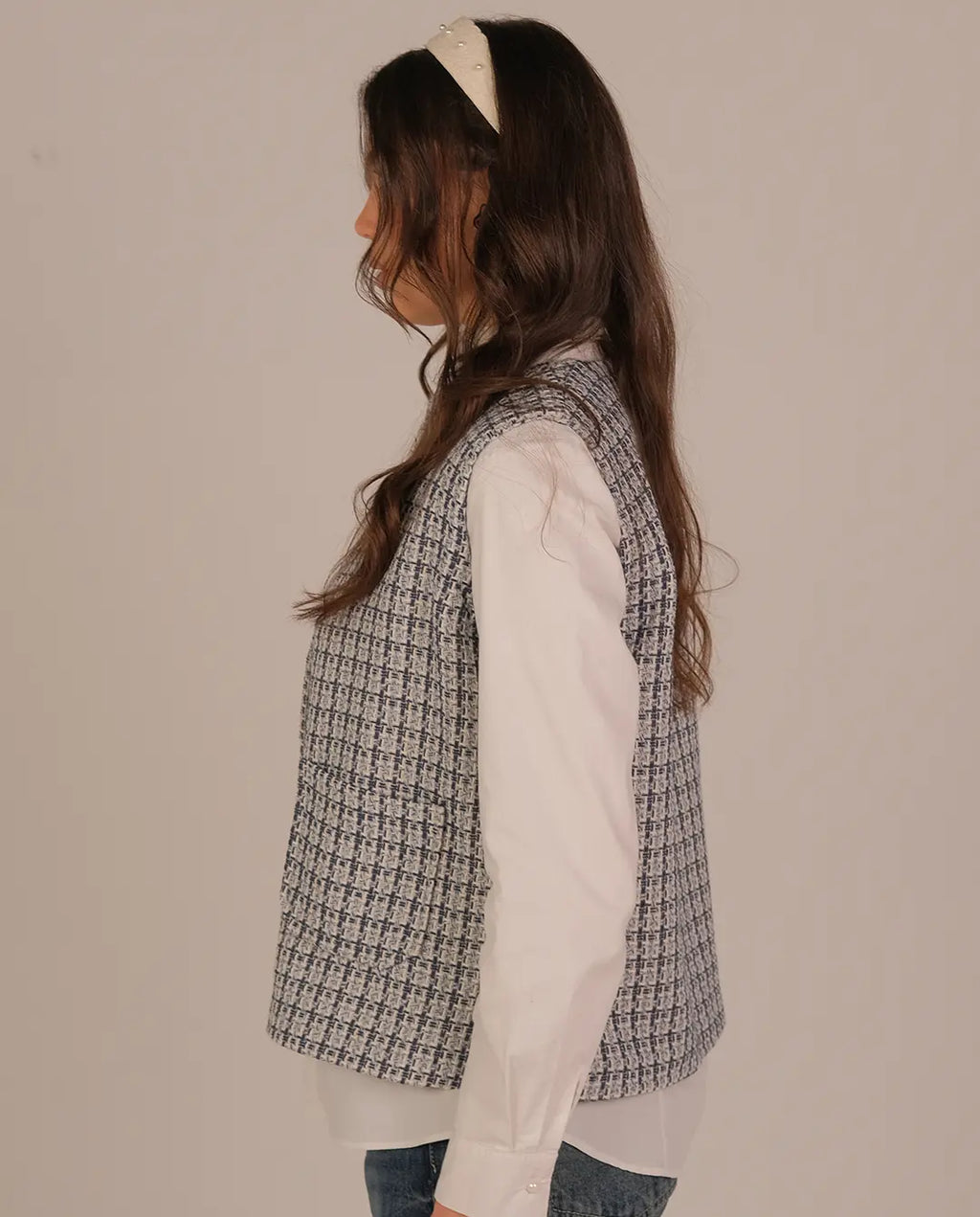 Textured waistcoat - Blue