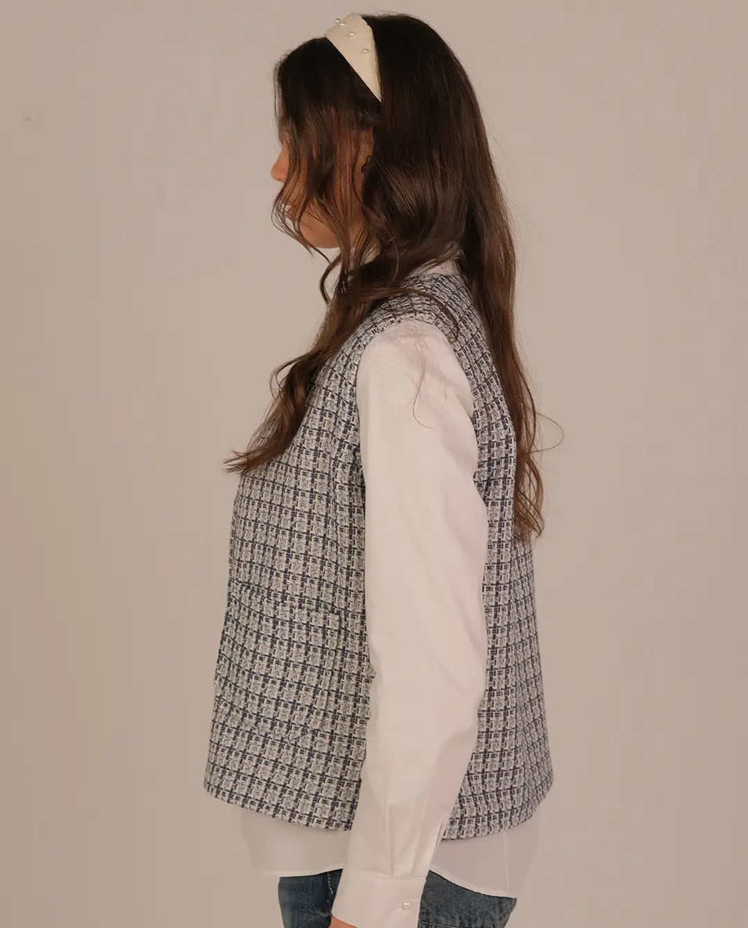 Textured waistcoat - Blue