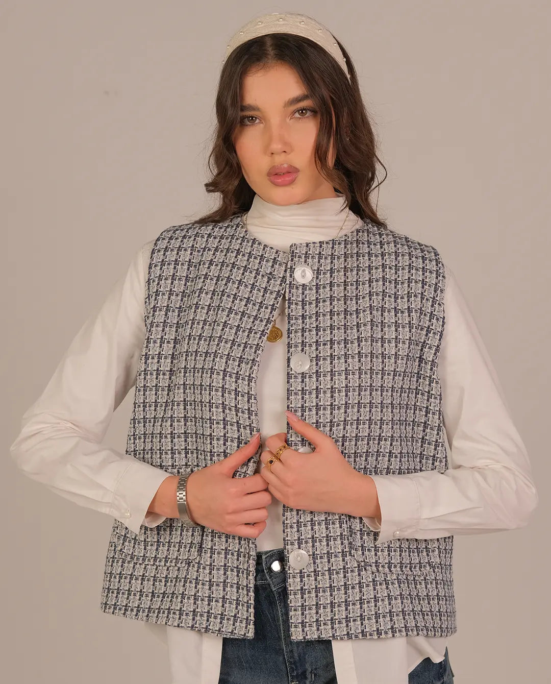 Textured waistcoat - Blue