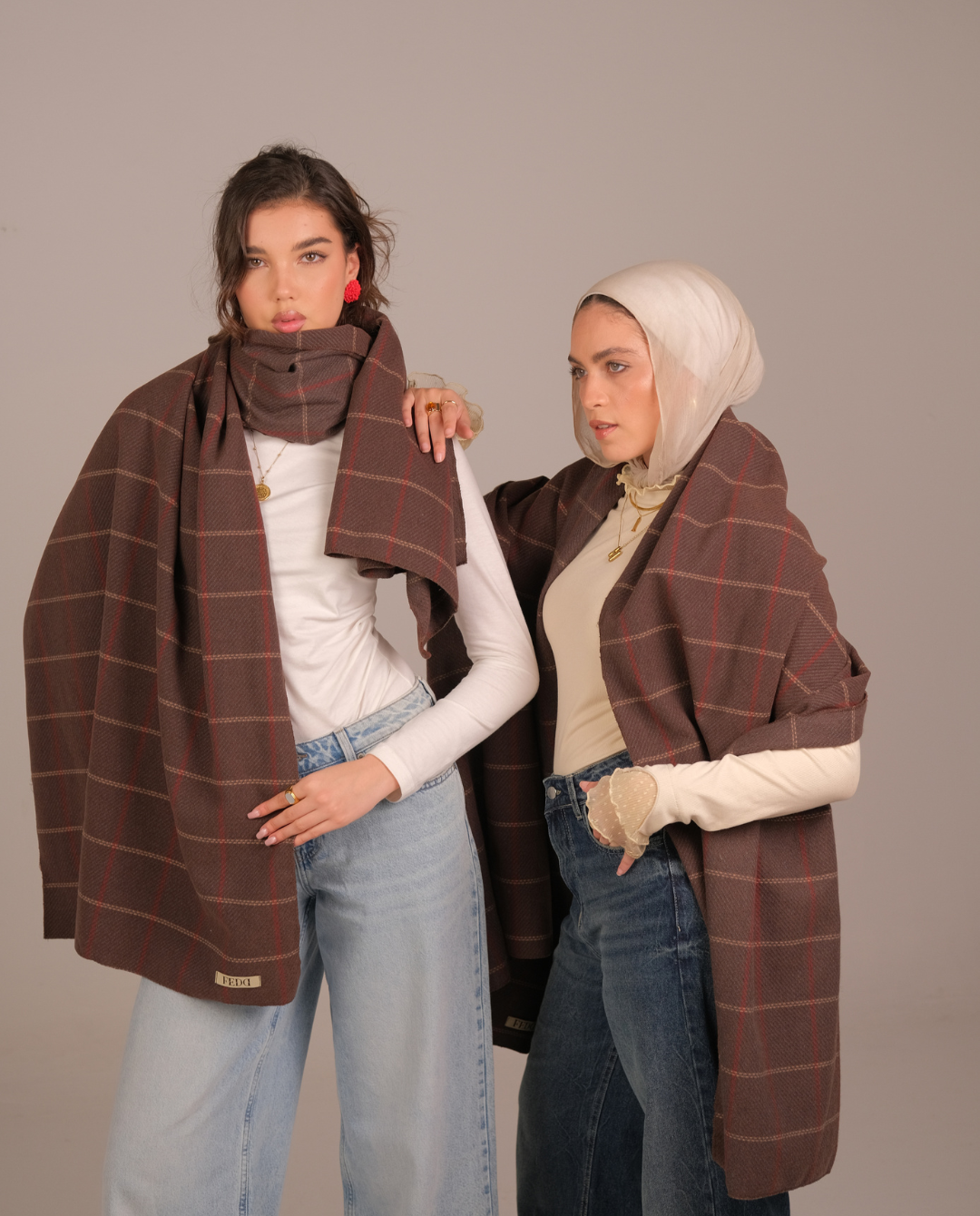 Mocha Stripe Wool Shawl