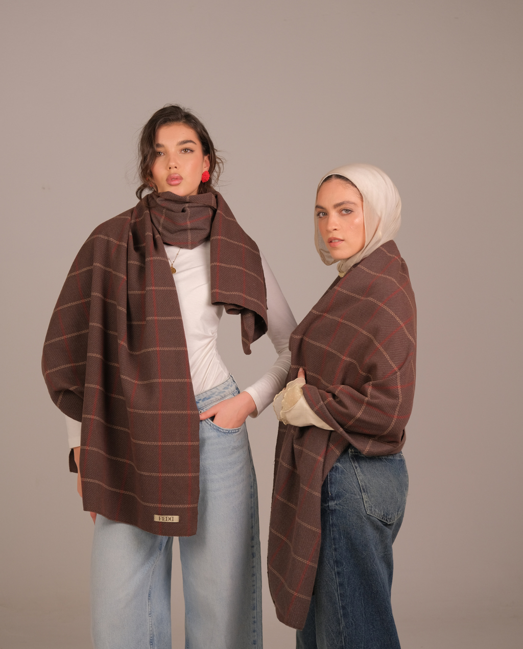 Mocha Stripe Wool Shawl