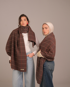 Mocha Stripe Wool Shawl