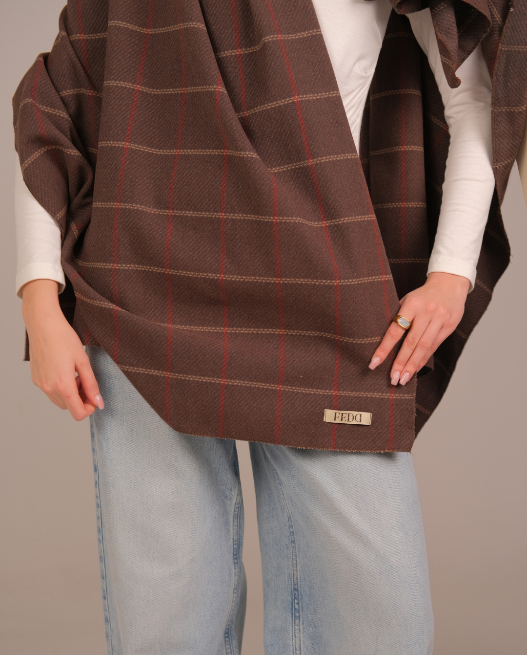 Mocha Stripe Wool Shawl