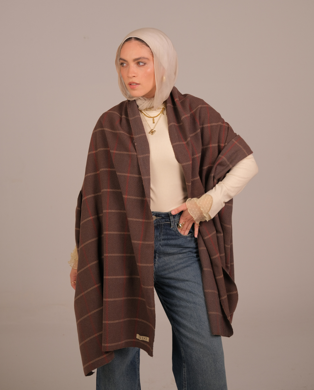 Mocha Stripe Wool Shawl
